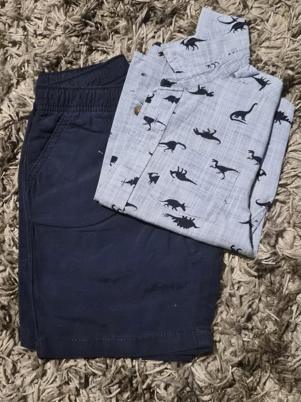 Jumping Beans Navy Shorts and Light Blue Dino Shirt Set